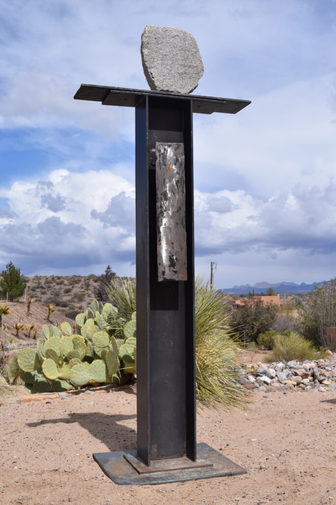 Reflection I - 90" x 25" x 21" steel & stone